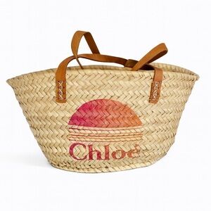 Auth Chloe woven beach tote